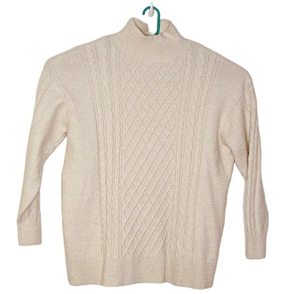 H&M Womens Wool Blend Mockneck Sweater Dress Tunic Oatmeal Color Mini Dress Sz L